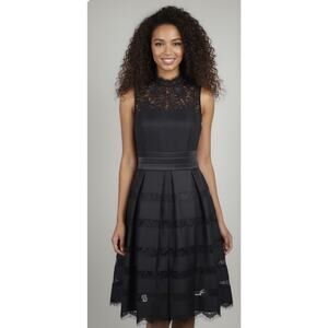 White House Black Market Black Lace Size 8 Voluminous Fit & Flare with Crinoline